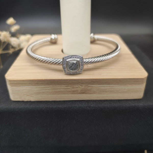 David Yurman 4mm Square Pav&Atilde;&copy; Cable Bracelet with White Diamonds