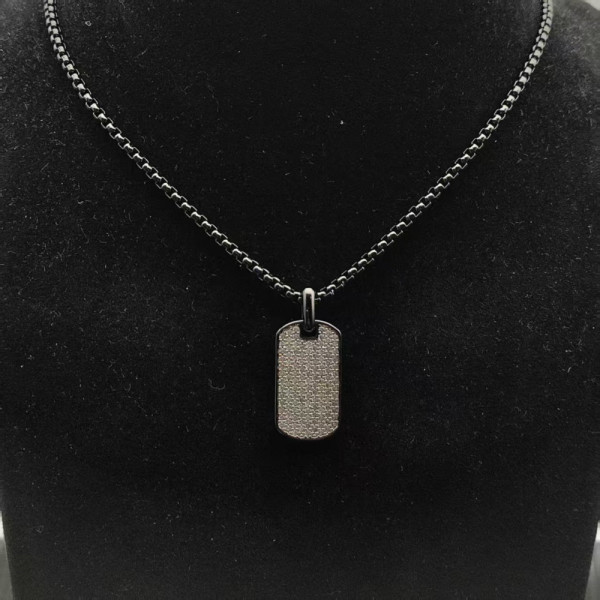 David Yurman Black and Gold Pav&Atilde;&copy; White Diamond Logo Necklace