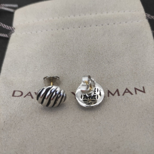David Yurman Silver 14mm Cable Spiral Stud Earrings