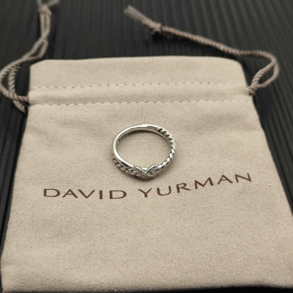 David Yurman Sterling Silver Pav&Atilde;&copy; X Cross Cable Ring