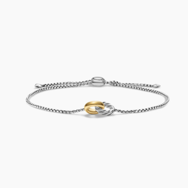 David Yurman Gold and Silver 15mm Cable Double Loop Bracelet