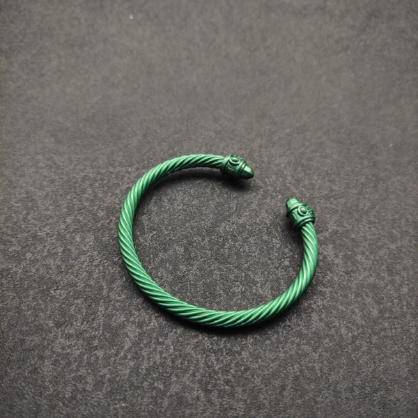 David Yurman 5mm Green Colorful Enamel Cuff Bracelet, Fits Wrist Size 16cm - 20cm