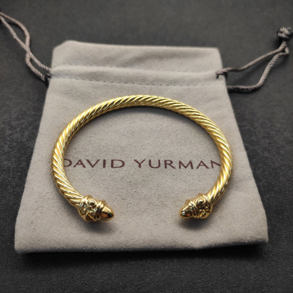 David Yurman 5mm Gold Colorful Enamel Cuff Bracelet, Fits Wrist Size 16cm - 20cm