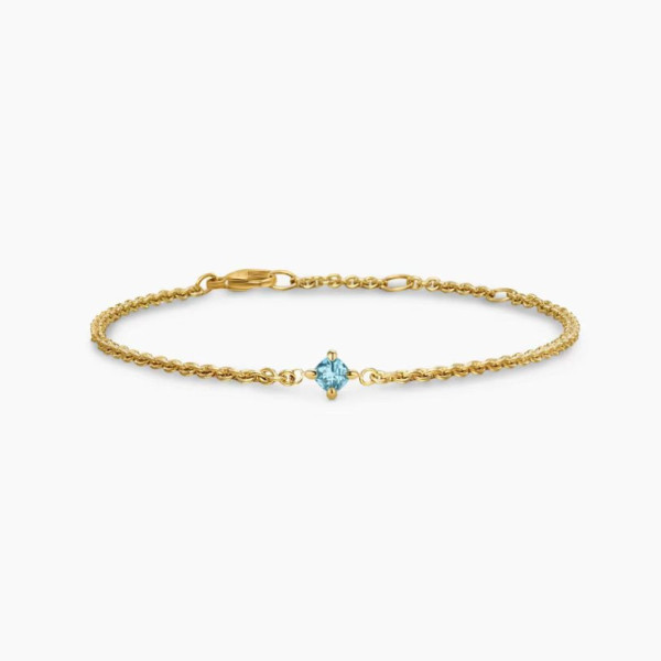 David Yurman 4mm Gold Single Stone Light Blue Diamond Bracelet