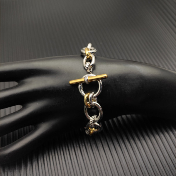 David Yurman 8mm Gold and Silver Mercer Multi-Ring Bracelet