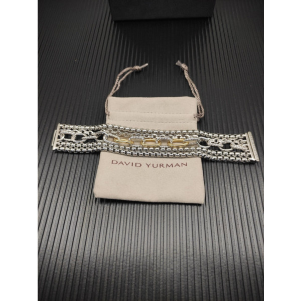 David Yurman Gold and Silver 29mm Multi-Row Chain Bracelet