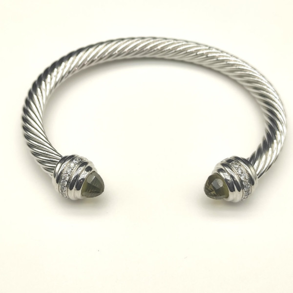 David Yurman 7mm Brown Diamond-Set Cable Cuff Bracelet