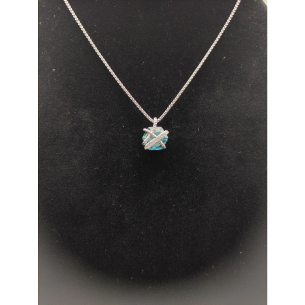 David Yurman 11mm Hexagonal Blue Crystal Pendant Necklace