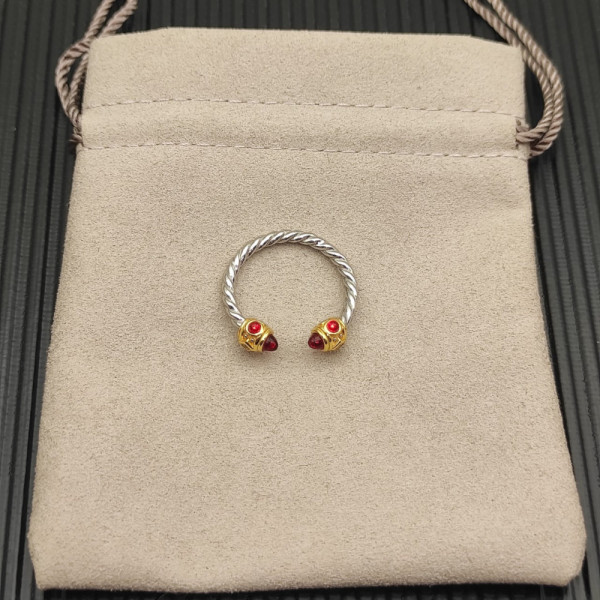David Yurman 2.3mm Gold and Silver Renaissance Carnelian Pav&Atilde;&copy; Diamond Ring