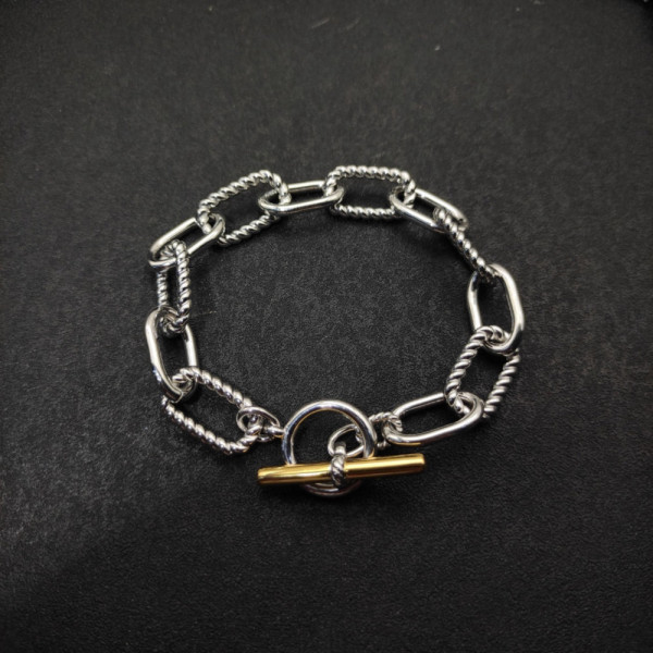 David Yurman Cable Twist Gold and Silver Rotating Clasp Bracelet, Length 21cm