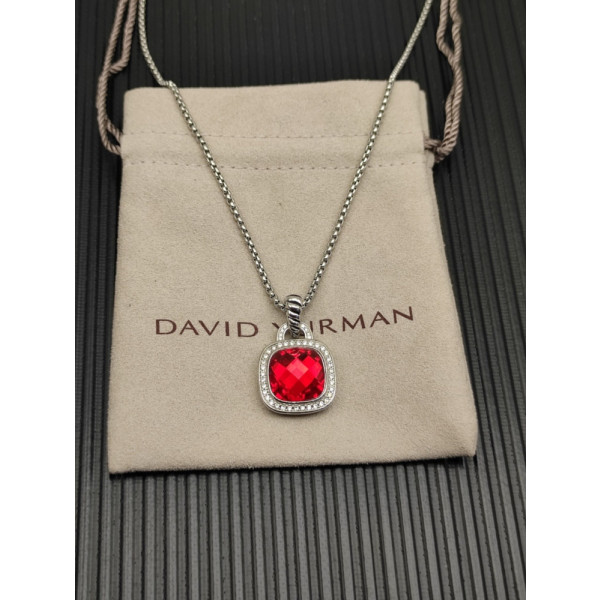David Yurman 14mm Square Red Diamond Necklace