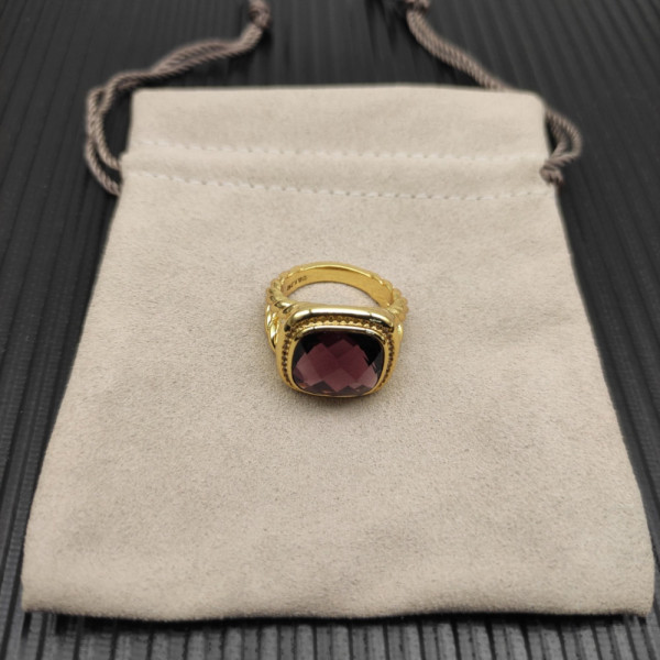 David Yurman Gold 14mm Square Purple Pav&Atilde;&copy; Diamond Ring