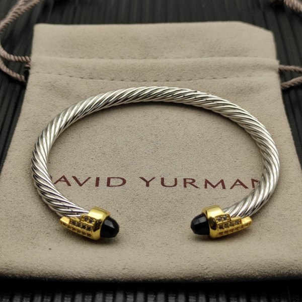 David Yurman 5mm Gold End Sterling Silver 5-Row Pav&Atilde;&copy; Black Diamond Bracelet