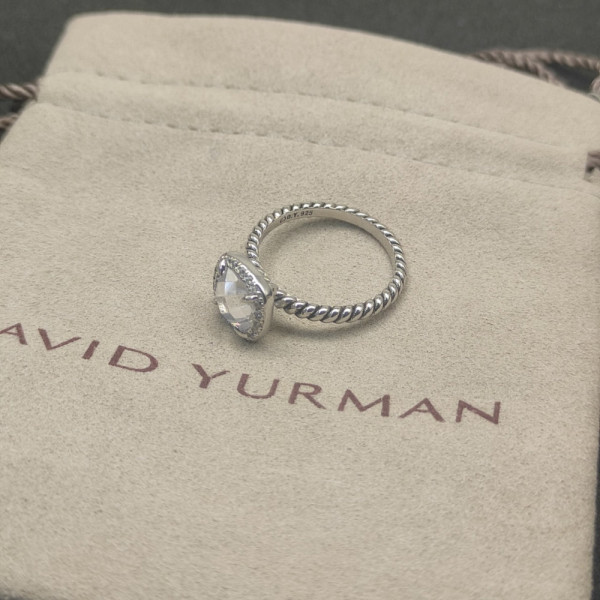 David Yurman Four-Prong Square White Diamond Ring