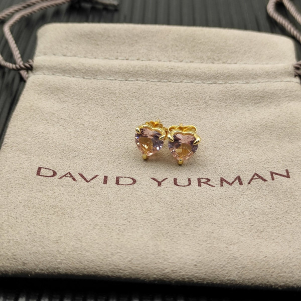 David Yurman 8mm Morganite Heart Stud Earrings