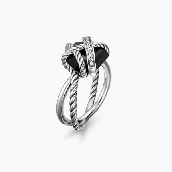 David Yurman 11mm Hexagon Black Pav&Atilde;&copy; Diamond Ring