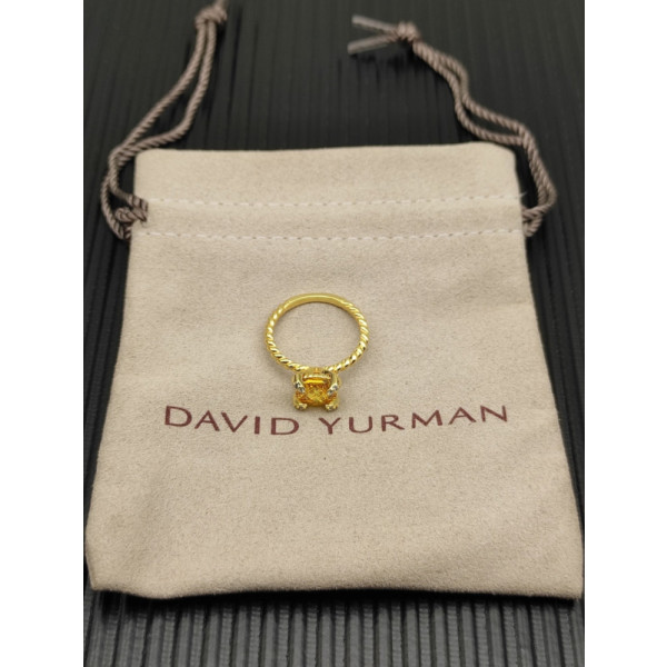 David Yurman Gold 8mm Four-Prong Yellow Diamond Ring