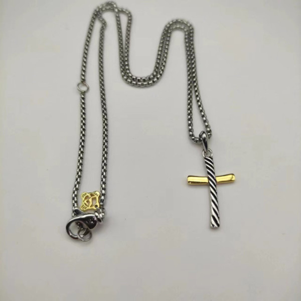 David Yurman Gold and Silver Horizontal Cross Pendant Necklace