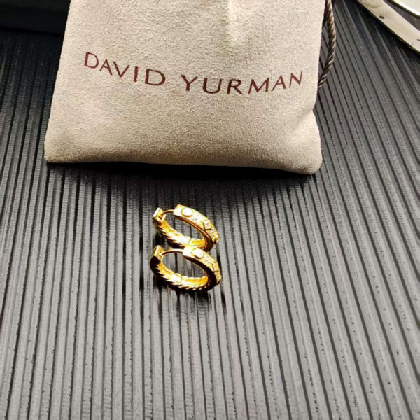 David Yurman Gold White Diamond Renaissance Cable Earrings