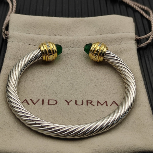 David Yurman 7mm Gold Deep Green Diamond Head Gemstone Bracelet, Fits Wrist Sizes 16&acirc;20cm