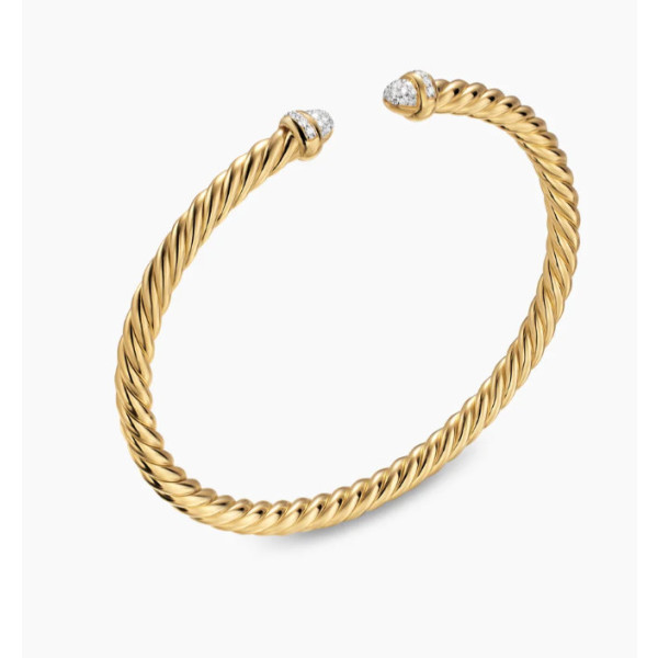 David Yurman 4mm Gold Half Pav&Atilde;&copy; Diamond Bracelet