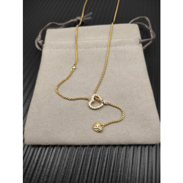 David Yurman Gold-Tone Double Heart Diamond Necklace