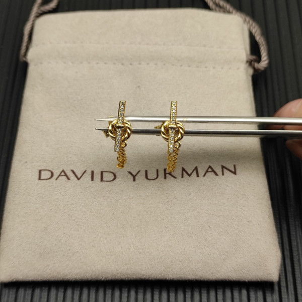 David Yurman Gold Pav&Atilde;&copy; 38.2mm Petite Chain Link Earrings