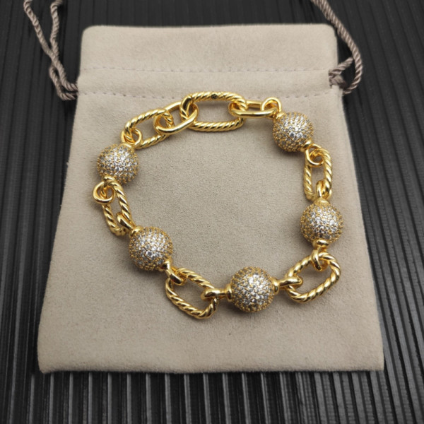 David Yurman Gold Madison Pav&Atilde;&copy; Bead Bracelet