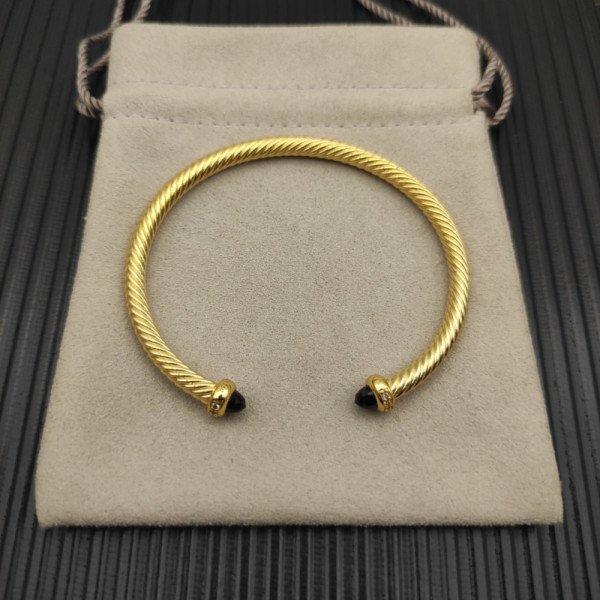 David Yurman 4mm Gold Black Diamond Bangle Bracelet