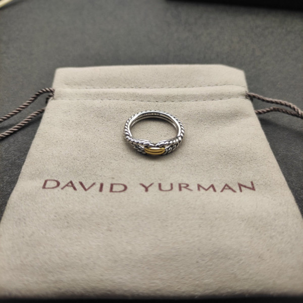 David Yurman Gold and Silver Horizontal Cable Twist Ring