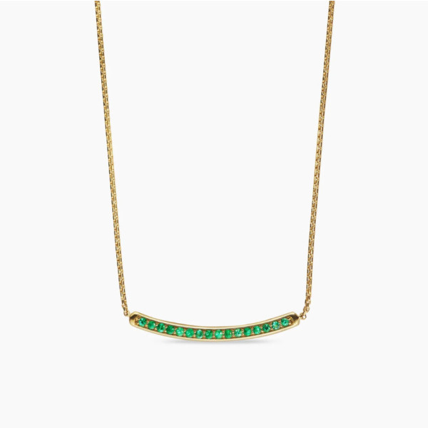 David Yurman 1.7mm Pav&Atilde;&copy; Bar Green Diamond Necklace