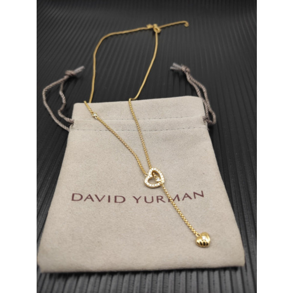 David Yurman Gold-Tone Double Heart Diamond Necklace