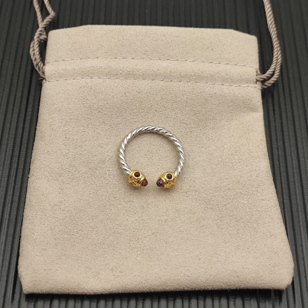 David Yurman 2.3mm Gold and Silver Renaissance Purple Diamond Pav&Atilde;&copy; Ring
