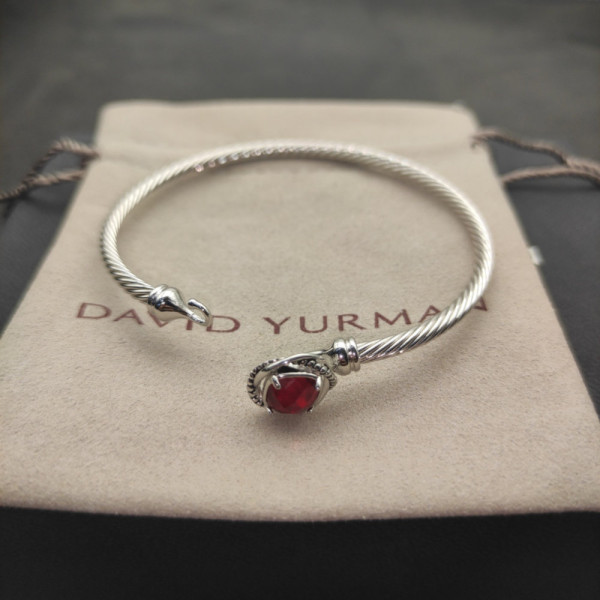David Yurman 3mm Cable Square Red Diamond Bracelet