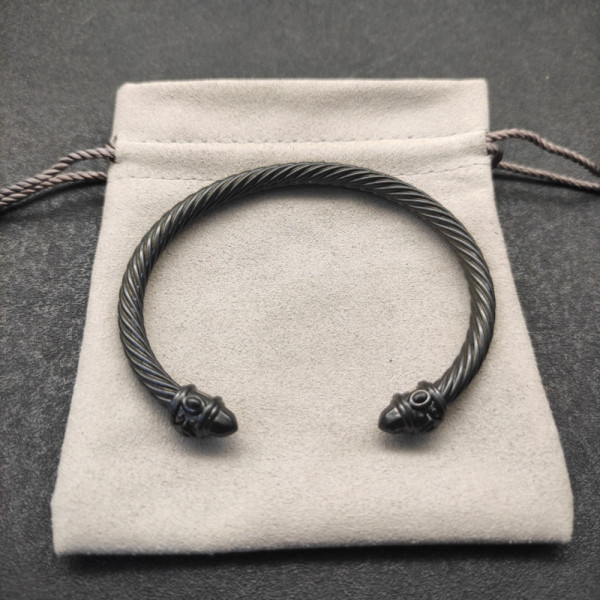 David Yurman 5mm Black Colorful Enamel Cuff Bracelet, Fits Wrist Size 16cm - 20cm