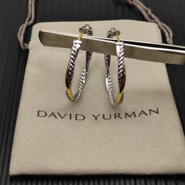David Yurman Gold and Silver 42mm Infinity Hoop Earrings