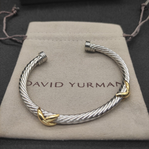 David Yurman 5mm Cable Cuff Bracelet with Double X Station Accent