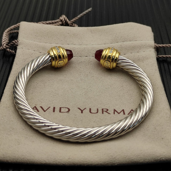 David Yurman 7mm Gold Red Diamond Head Gemstone Bracelet, Fits Wrist Sizes 16&acirc;20cm