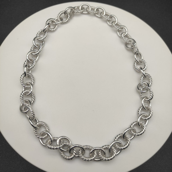 David Yurman 12mm Cable Necklace Sterling Silver 44cm with Adjustable Extension Chain
