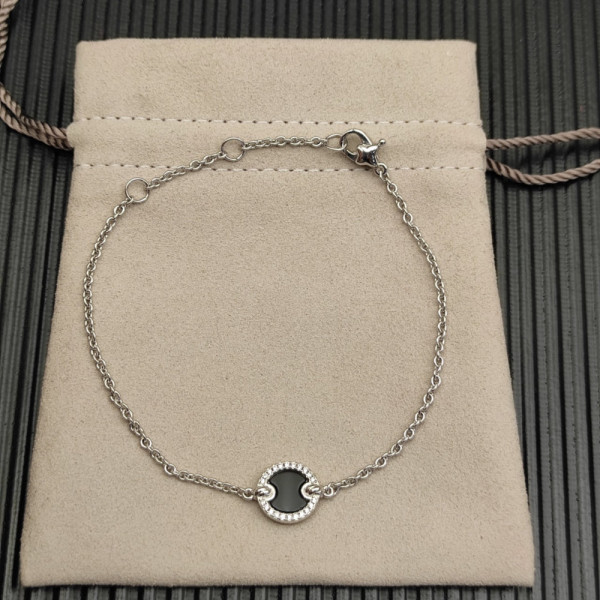 David Yurman Sterling Silver Pav&Atilde;&copy; Black Onyx Round Charm Bracelet