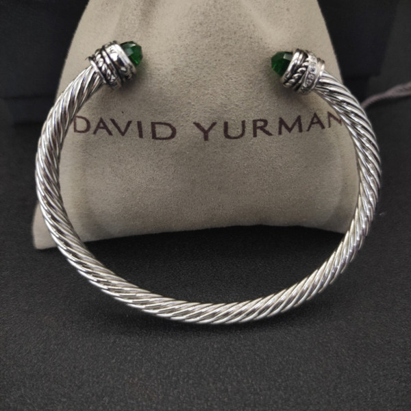 David Yurman 5mm Cable Classics Rotating Deep Green Diamond Cuff Bracelet