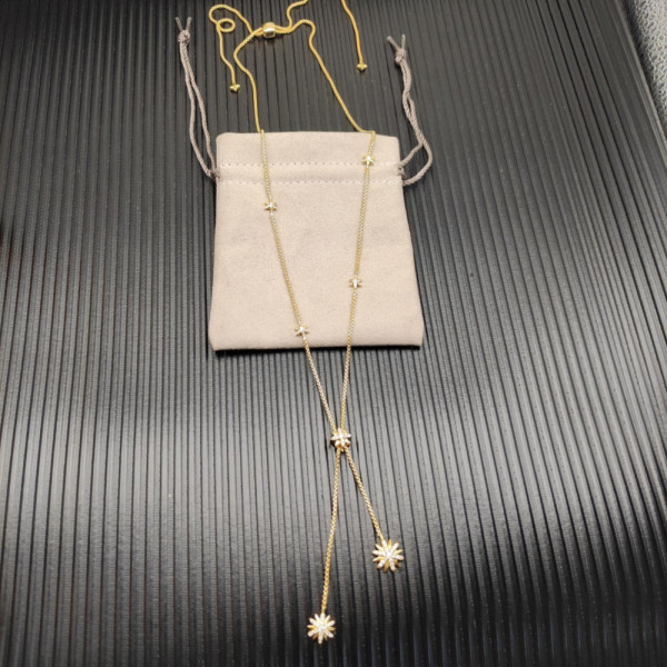 David Yurman Gold Starburst Cluster Necklace Chain 1.5mm