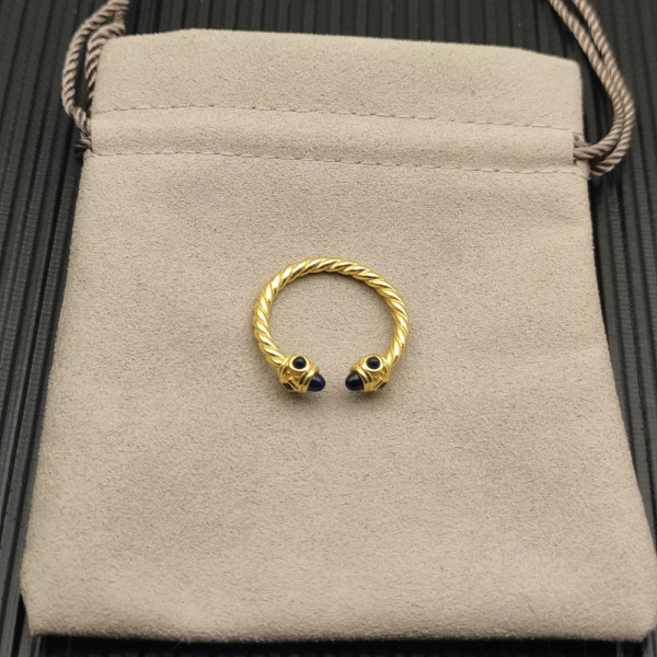 David Yurman 2.3mm Gold Renaissance Blue Chalcedony Pav&Atilde;&copy; Diamond Ring