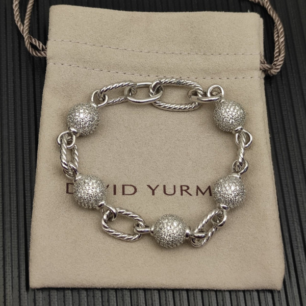 David Yurman Sterling Silver Madison Pav&Atilde;&copy; Bead Bracelet
