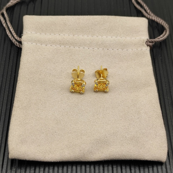 David Yurman 8mm Gold Four-Prong Yellow Diamond Stud Earrings