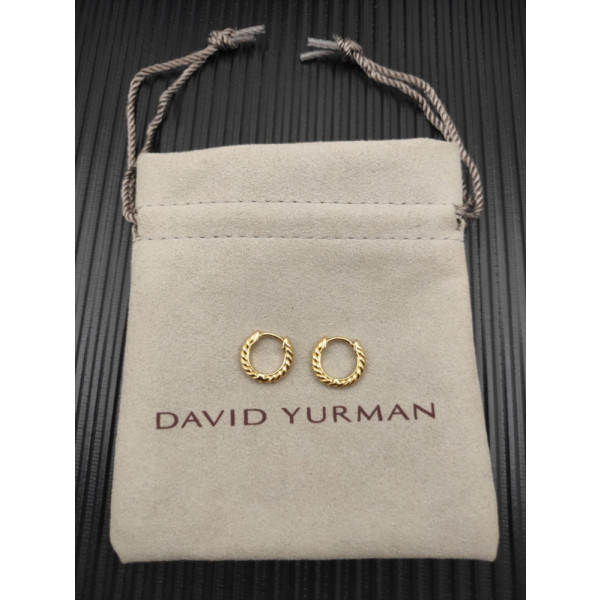 David Yurman Gold 11mm Cable Mini Hoop Earrings