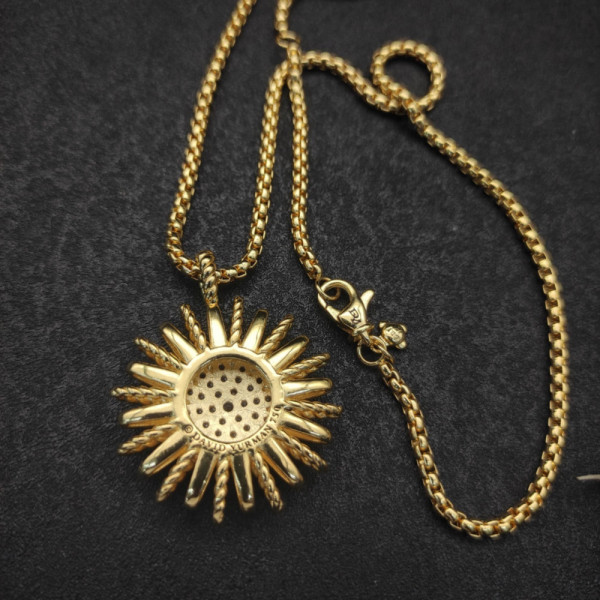 David Yurman Gold Sunflower Cable Pav&Atilde;&copy; Diamond Necklace