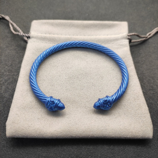 David Yurman 5mm Deep Blue Colorful Enamel Cuff Bracelet, Fits Wrist Size 16cm - 20cm
