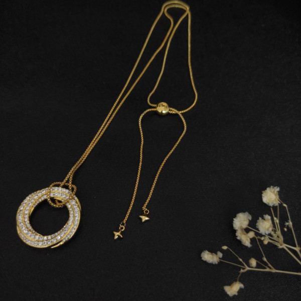 David Yurman 30mm Gold Tone Round Pav&Atilde;&copy;-Crystal Necklace