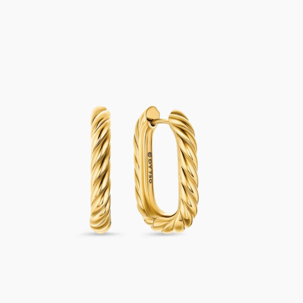 David Yurman Gold 24.3&Atilde;15.9mm Cable Twist Hoop Earrings